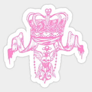 skull and crown crest in pink Sticker